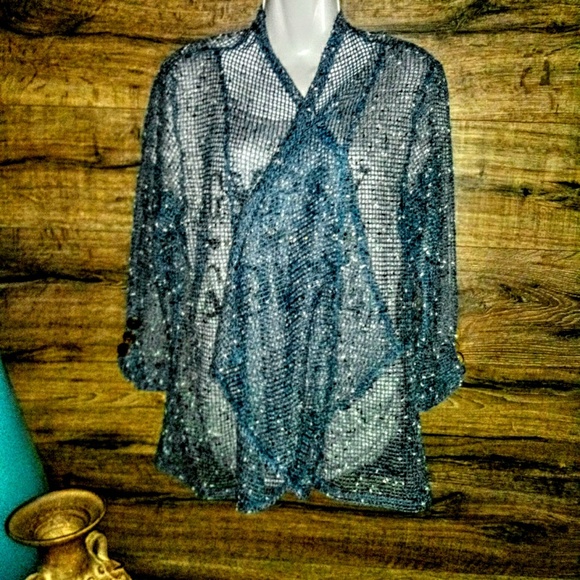 Keren Hart Shrug Wrap Size M Blue Waterfall NWT - Picture 11 of 13